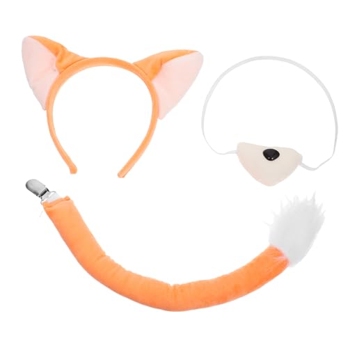 LIFKOME Kostümset Für üßes Fuchs Haarband Mit Und Nase Aus Weichem Kunstfell Ideal Für Halloween Karneval Und Cosplay Events 3 Teiliges Set von LIFKOME