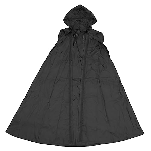 LIFKOME Schwarze Kapuzenrobe Cape Cosplay Kapuzenumhang Herren Halloween Cape Cape Handwerkskunst von LIFKOME