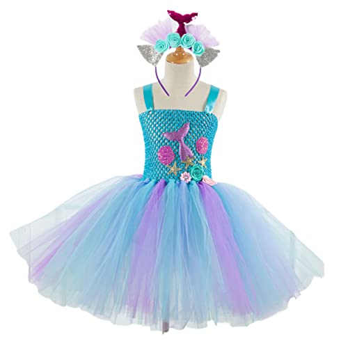 LIFKOME ädchen Tutu Rock Meerjungfrau Stil Kleid Cosplay Kostü Für Party Geburtstag Mit Haarband Größe 8 9 Jahre Passend Für SX HD93430 von LIFKOME