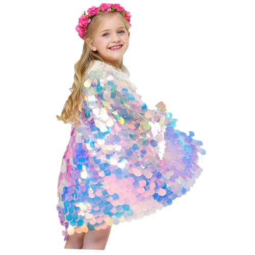 LIFKOME Mädchen Umhang Paillettenmantel Süße Accessoires Paillettenumhang Umhang Für Kinder Performance-kleidung Oberbekleidung Für Mädchen Accessoires Für Mädchen Prinzessin Zubehör von LIFKOME