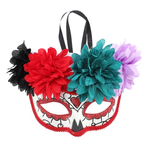 LIFKOME Maskerade Maske Abschlussball Maske Todestag tag der toten masken halloween masken halloweenmaske opmasken tag der toten maske schädelmaske Tag der toten Blumenschädelmaske Plastik von LIFKOME