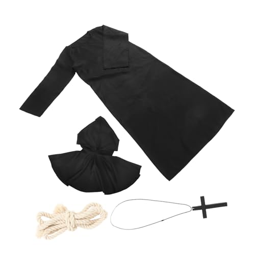 LIFKOME Robe Mit Kapuze Cosplay-kostüm Für Halloween Zauberer Mittelalterlicher Mönch Schwarz Größe XL von LIFKOME