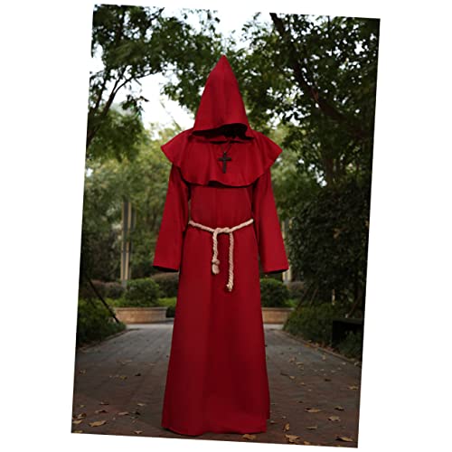 LIFKOME Mönch Kostüm Halloween-priesterrobe Halloween-cosplay-anzug Cosplay-kostüme Halloween-mönchsrobe Mittelalterliches Mönchskostüm Halloween-kleidung Mönche Uniform Cosplay Rot von LIFKOME