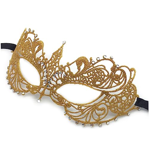 LIFKOME Party-Maske faschingskostüme karnevalskostüme carnival costume faschingkostüme Spitzenmasken fasnachtskostüme Cosplay-Maske Karnevalsmaske Maskenball Masken Golden von LIFKOME