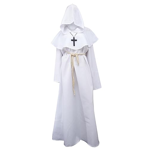 LIFKOME Priester Kleidung Halloween Renaissance Robe Halloween Mantel Mit Kapuze Herren Roben Priester Robe Cosplay Kostüm Halloween Cosplay Requisiten Mönchskostüm Erwachsenes von LIFKOME