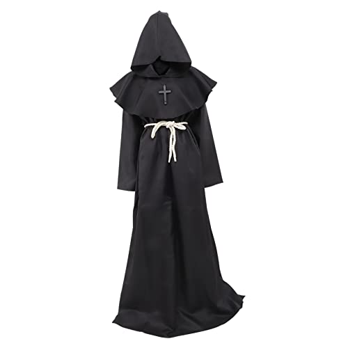 LIFKOME Herren Mittelalterliche Kapuzenrobe Priester Kostü Für Halloween Renaissance önchskutte Cosplay Outfit Für Karneval Und Mittelalterliche Veranstaltungen von LIFKOME