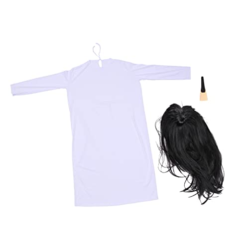 LIFKOME Sadako-kleidung Schwarzes Outfit Kleid Der Geisterbraut Viktorianisches Kleid Cosplay Sadako-cosplay-outfits Cosplay-kleid Halloween Hängende Dekorationen Kostüm Weiß Gestrick von LIFKOME