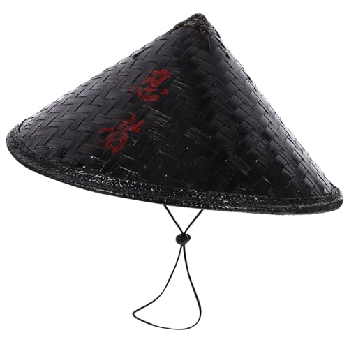 LIFKOME Samurai-Hut Ninja-Hut 36 Cm Schwertkämpfer-Cosplay-Hut Chinesischer Bambus-Hut Japanischer Hut Cosplay-Ritter Schwarzer Hut Asiatischer Hut Orientalische Cosplay-Kappe Für von LIFKOME