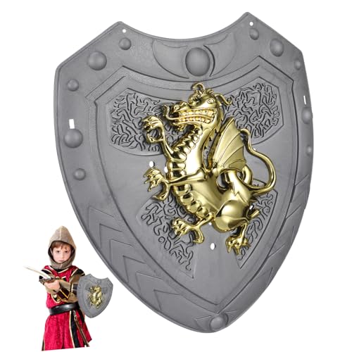 LIFKOME Schild Spielzeug Schutzschild Ritterrüstung für Kinder Junge Spielzeug Figur faschingszubehör Kinder schutzplane Cosplay-Requisitenspielzeug Party-Requisiten-Schild Abs Silver von LIFKOME