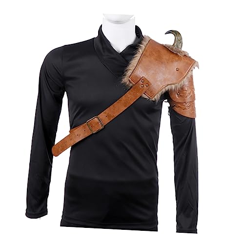 LIFKOME Schulterstücke aus Leder Schulter rüstung Verstellbarer Schultergurt Viking Costume einzelne Pauldron-Schulter einzelne Panzerschulter Rüstungsschulter Mann rüstung kostüm von LIFKOME