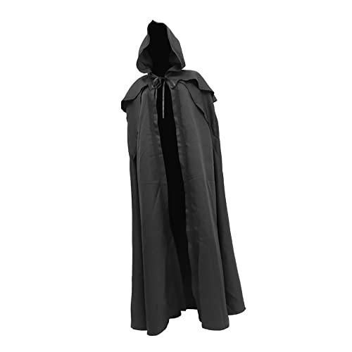 LIFKOME Schwarzer Kapuzenumhang Vintage Lange Robe Halloween Cosplay Kostü Für Herren Und Damen Perfekt Für Fasching Karneval Und Halloween Veranstaltungen von LIFKOME