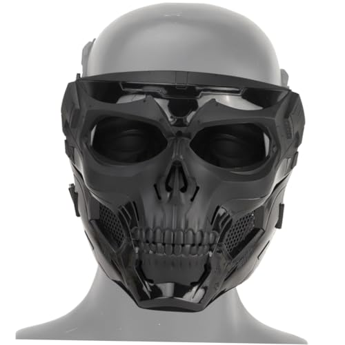 LIFKOME Skelett Vollgesichtsmaske Schwarz Taktische Halloween Maske Für Cosplay CS Spiele Überlebensspiele Und Maskerade Partys Unisex Design Ideal Für Grusel Events Und von LIFKOME