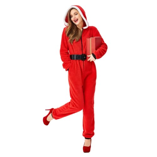 LIFKOME Weihnachtskostüm Weihnachtsanzug Weihnachtsmann-anzug Weihnachtsmann-outfit Weihnachtsoverall von LIFKOME