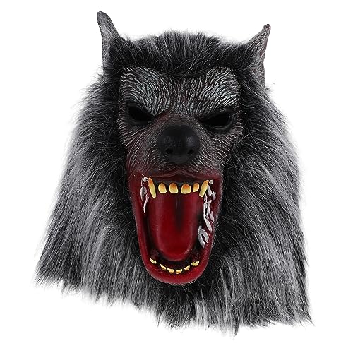 LIFKOME Wolf-Kapuzenmaske Kostüm Neuheit Halloween-Maske Wolfsmaske mit langen Haaren Ankleiden Grusel halloween costume halloween kleidung Schutzmaske Halloween-Wolf Wolf-Cosplay Emulsion von LIFKOME