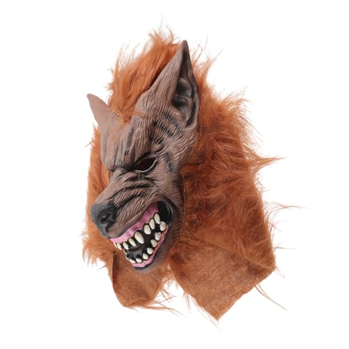 LIFKOME Wolf-kapuzenmaske Halloween-streichmaske Gruseliges Cosplay Wolf Kostüm Halloween-party-maskenstütze Atmungsaktive Halloween-maske Grusel-cosplay Wolfsmaske Tiere Brown Emulsion von LIFKOME