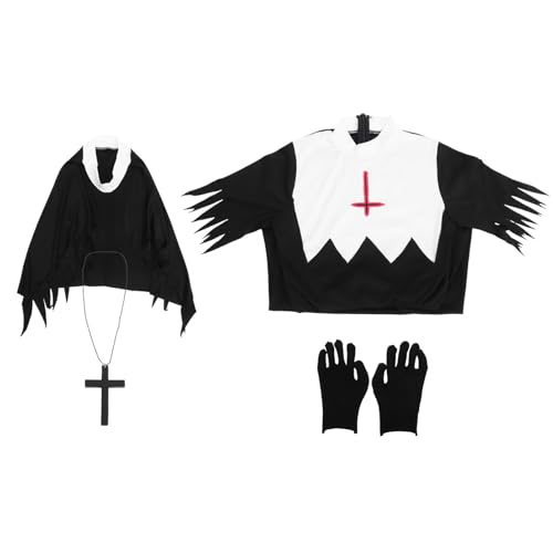 LIFKOME Zombie Nonne Kostüm Für Frauen Halloween Cosplay Kostüm Set M Gruselige Verkleidung Für Halloween Partys Bühnenaufführungen Und Kostümfeste von LIFKOME