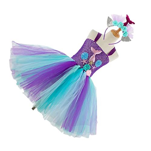 LIFKOME ädchen Tutu Rock Meerjungfrau Kleid Cosplay Kostü Für Party Und Geburtstag Mit Haarschmuck Größe 6 7 Jahre Passend Für SX HD93434 von LIFKOME