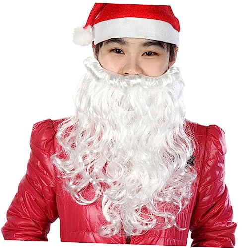 LIFKOME lockiger Langer Bart weihnachtsmann verkleidung Santa Costume weiße Perücke und Bart gefälschter Weihnachtsbart Zwergbart Weihnachtsmann-Cosplay-Bart weihnachtsmann lockiger bart von LIFKOME