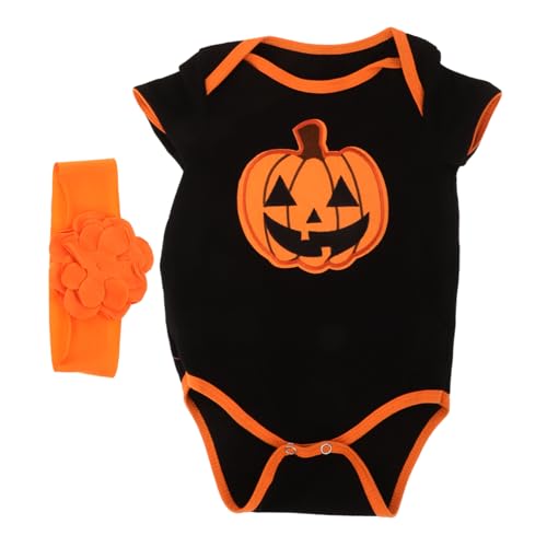 LIFKOME Halloween Baby Kürbis Outfit Säuglingsspielanzug Set Kurzarm Neugeborenes Erstes Einzigartiges Design Bequemes Sanftes Material Partykleidung von LIFKOME