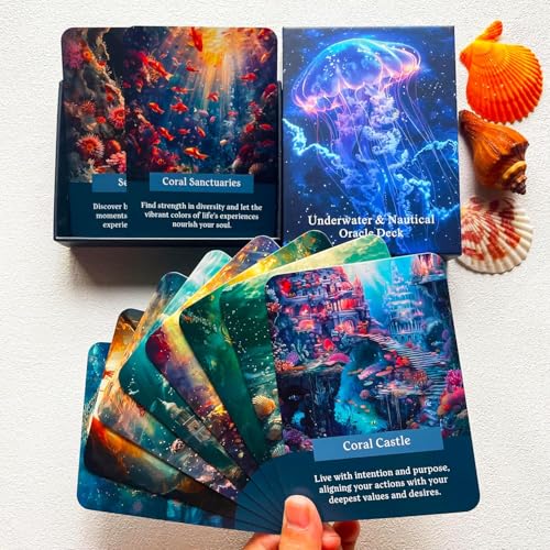 LIGHTOF JUSTICE Ocean Oracle Cards Deck, Unterwasser- und nautische Themen-Orakel-Karten für Anfänger, decken alle Bereiche des Lebens, der Liebe, der spirituellen Reise und der Karriere ab (8,9 x von LIGHTOF JUSTICE