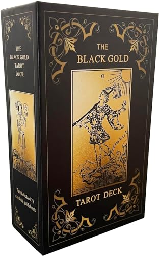 Schwarz Gold Tarotkarten Set, Tarotkarten für Anfänger mit Bedeutungen auf ihnen, Tarotkarten Deck mit Guide Book, Gold Vergoldete Kanten von LIGHTOF JUSTICE