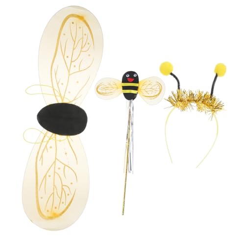 LIGIGWASH Bienenkostüm Set für Mädchen mit Flügeln und Zauberstab Goldfarbenes Fairy Wings Dress Up Bequemes Hautfreundliches Stoffkostüm für Halloween Geburtstagsfeiern Bühnenauftritte LIGIGWASH Bienenkostüm Set für Mädchen mit Flügeln und Zauberstab Goldfarbenes Fairy Wings Dress Up Bequemes Hautfreundliches Stoffkostüm für Halloween Geburtstagsfeiern Bühnenauftritte von LIGIGWASH