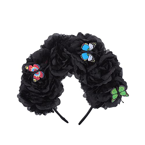 LIGSLN Mexikaner Blume Stirnband Halloween Party Kostüm Zubehör Tag der Toten Kopfschmuck Gothics Haarschmuck Halloween Tag der Toten Blume Gothics Blume Stirnband Kopfschmuck Haarkleid von LIGSLN