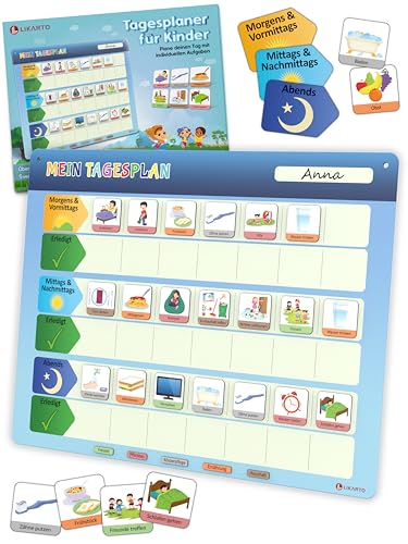 LIKARTO® Kinder Tagesplaner Magnettafel – Montessori Lernhilfe mit 152 Magneten – Beschreibbar & abwischbar – Fördert Selbstständigkeit & Tagesroutinen von LIKARTO