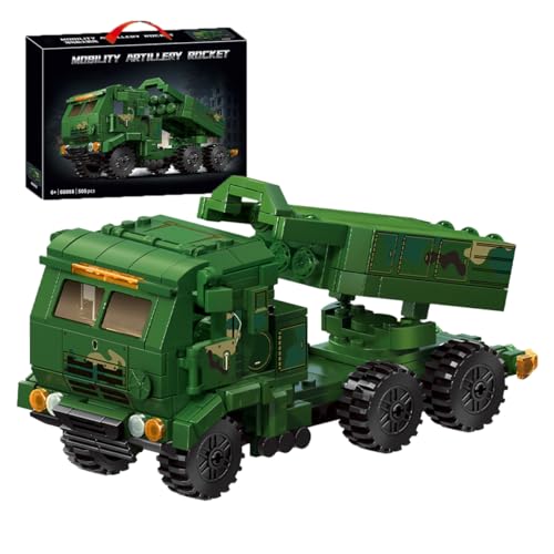 LIKLIKLINK Technik Panzer Bausteine Set, 505 Teile Militär M142 HIMARS Raketenwerfer Modellbausatz, Militär Tank Klemmbausteine Modell, Konstruktionsspielzeug Kompatibel mit Großen Marken von LIKLIKLINK