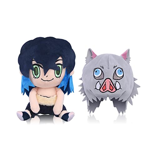 LIKUNGOU 20cm Anime Plushie Nezuko Tanjirou Plüschpuppe Spielzeug, Weiche Kawaii Sitzende Manga Figur Puppen Sammlerstücke Geschenke für Fans (Inosuke) von LIKUNGOU