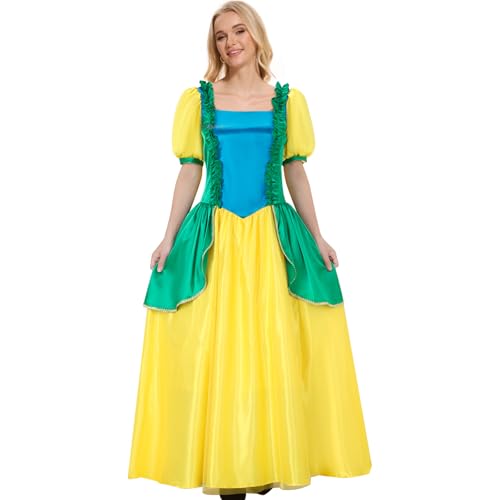 LIKUNGOU Böse Stiefschwestern Anastasia und Drizella Kostüm Frauen Bösewicht Prinzessin Kostüm Partykleid Kleid Maxi (Gelb Drizella, L) von LIKUNGOU