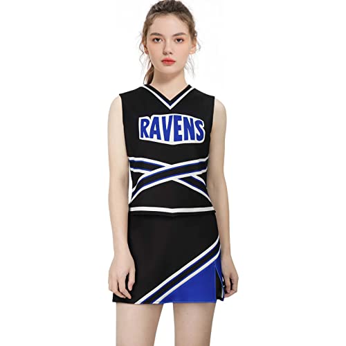 LIKUNGOU Damen Ravens Basketball Cheerleader Kostüm Cheerleading Uniform Varsity High School Cosplay Outfit Suit (L) von LIKUNGOU