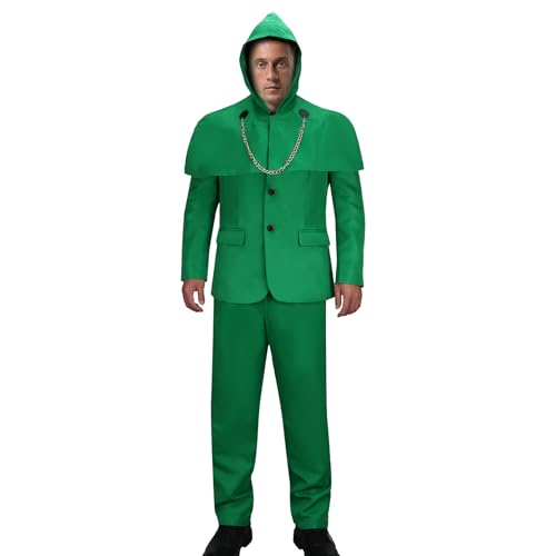 LIKUNGOU Dr Bösewicht Kostüm für Erwachsene Männer Downey Grüne Jacke Hose mit Kapuze Cape Movie Halloween Cosplay Outfit Party Anzug (L) von LIKUNGOU