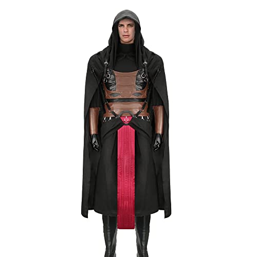 LIKUNGOU Herren Darth Revan Kostüm Schwarz Kapuze Robe Mantel Luxus Halloween Cosplay Vollständiger Satz (L) von LIKUNGOU