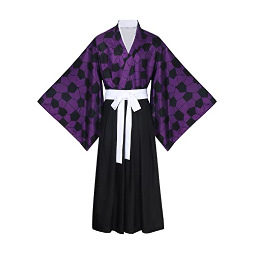 LIKUNGOU Kokushibo Cosplay Kostüm Anime Demon Tsugikuni Michikatsu Kimono Full Set Outfit für Halloween Requisiten Unisex Fans (Small) von LIKUNGOU