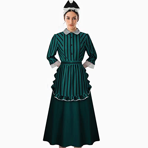 LIKUNGOU Mansion Ghost Cosplay Kostüm Emma Maid Kleid Schürze mit Kopfbedeckung Halloween Kostüme Outfit Anzug für Frauen (L) von LIKUNGOU