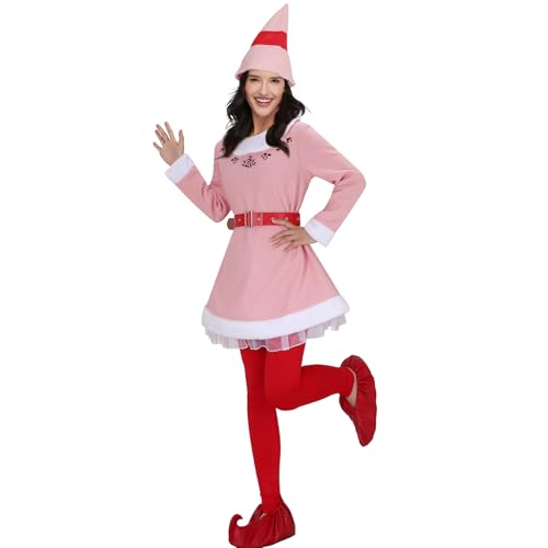 LIKUNGOU Rosa Elf Kostüm Frauen Elf Jovi Kostüm Halloween Weihnachten Cosplay Outfit Komplettes Set (L) von LIKUNGOU