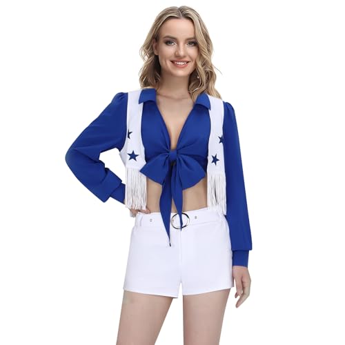 LIKUNGOU Star Football Cheerleader Kostüm Uniform High School Cowgirl Cheerleading Cheer Outfit Frauen (L) von LIKUNGOU