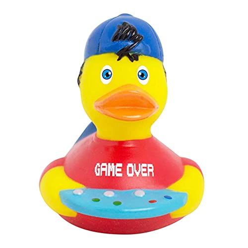 LILALU Gamer Ente Junge - Gummiente im Gamer Boy Design - Quietscheente Gamer Boy - Gaming Rubber Duck - Lustige Geschenkidee Geburtstag - Lustige Badeente Gamer Boy - Spielzeug für Erwachsene von LILALU SHARE HAPPINESS