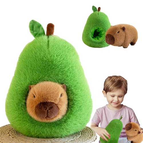 35cm Capybara Kuscheltier,Simulation Capybara Plüschtier,Simulation Avocado Plüschpuppen Nehmbare Kopfbedeckung,Niedlichen Avocado Capybara Stofftier,Super Weiche Gefüllte Spielzeug Plüsch Für Kinder von LILELIG