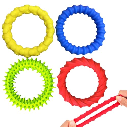 4er-Pack Kauarmband Für Kinder, Anti Stress Armband Kinder, Stretchy Fidget Bracelet, Dehnbare Schnur Zappelspielzeug Armbänder, Wristband Fidget Dekompression Spielzeug, Stressabbau & Angstlust von LILELIG