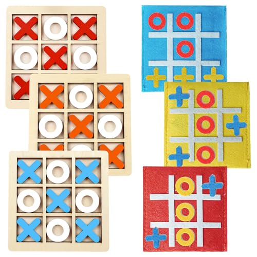 6er-Pack Tragbar Tik Tak Toe, 14x14 cm Tik Tak Boom Aus Holz, Filz Tictactoe Tic Tac Spiel Interaktives Brettspiele Strategie und Denkspiel Geeignet für Partys und Feiern für Erwachsene Kinder von LILELIG