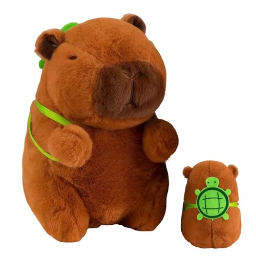 Capybara Kuscheltier Capybara Plüschtier Wasserschwein Kuscheltier 25cm Niedliche Capybara Kuscheltier mit Schildkrötenrucksack Simulation Capybara Plüschtier Großes Geburtstags Geschenk für Kinder von LILELIG