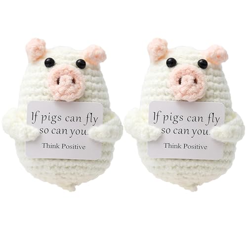 LILELIG 2 Stück Positive Geschenke Glücksschweinchen,Interessant Gestrickte Tiny Schwein Puppe,Glücksbringer Kuscheltier,Pocket Hug Schwein,Glücksbringer Prüfung,Mutmacher Prüfungsstress Geschenk von LILELIG