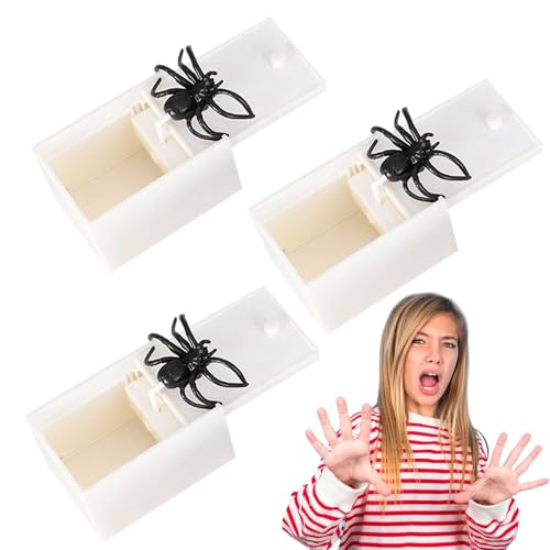 LILELIG 3 Stück Spinne in Der Box,Spider Box,Spider Prank Box,Spider Prank Toy Scherzartikel,Interessant Box Mit Spinne,für Kinder und Erwachsene,Partygeschenke,Halloween-Trickspielzeug von LILELIG