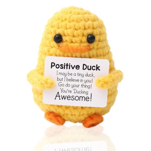 LILELIG Positive Duck,Niedliche Häkelente,Pocket Hug Positive Ente,Kommt mit Inspirierenden Karten,Leicht und Tragbar, Verwandte,Freunde und Kinder von LILELIG