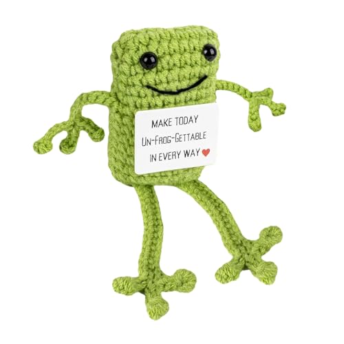 Pocket Hug Positive Kartoffel Frosch, Gestricktes Froschspielzeug Handgefertigter, Froschpuppe Mit Positiven Affirmationsk,Creative Knitting Wool Doll Positive Frog,Mutmacher Für Geburtstag,Freunde von LILELIG