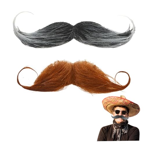 2 Stück Schnurrbart zum Ankleben Kinder,Fake Bart Fasching,Man Klebebart Schnauzer Künstlicher Klebe Falscher Bärte,Funny 80er Schwarz Oberlippenbart Cosplay Kostüm,für Halloween (Braun + Schwarz) 2 Stück Schnurrbart zum Ankleben Kinder,Fake Bart Fasching,Man Klebebart Schnauzer Künstlicher Klebe Falscher Bärte,Funny 80er Schwarz Oberlippenbart Cosplay Kostüm,für Halloween (Braun + Schwarz) von LILIKAI