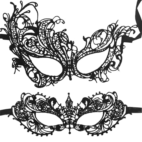 2 Stücke Venezianische Maske Damen,Maskenball Kostüm Schwarz Masken Augen,Karneval Schwarze Sexy Augenmaske,Spitze Mask,Frauen Maskerade Spitzenmaske für Masquerade,Women Ballmaske,Faschingsmasken von LILIKAI