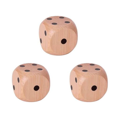 3 Stück Würfel Groß,Holzwürfel Holz Spielwürfel Würfelspiel Set Kinder Spiele Education Kniffel 30MM Dice für Board Game Holzblöcke Holzsortierwürfel Holzspiel Tischspiele Taschenwürfel Würfelspiele von LILIKAI